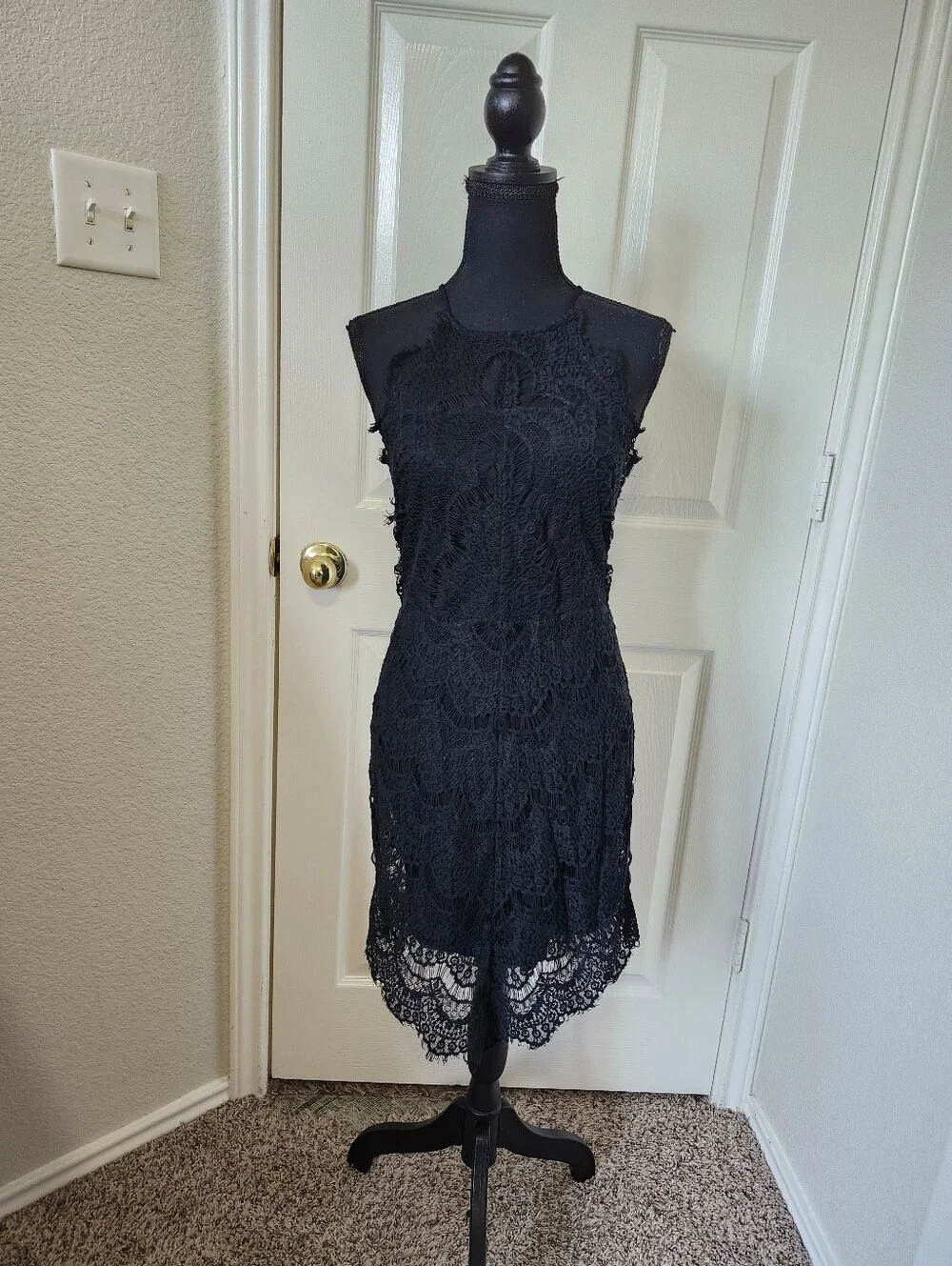 Free People Black Lace Midi Dress M
